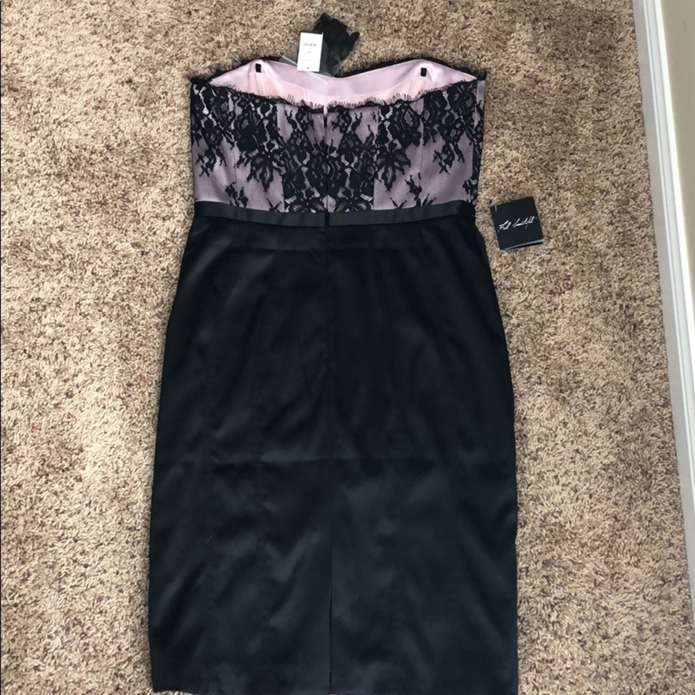 White House Black Market Strapless Black Dress with Light Pink Lace Bodice - Picture 3 of 4